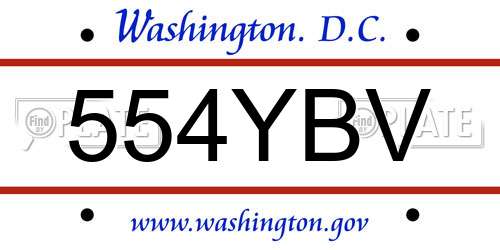 554YBV District Of Columbia License Plate
