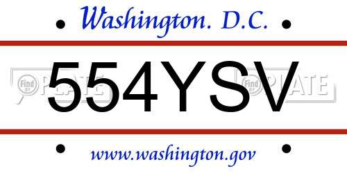 554YSV District Of Columbia License Plate