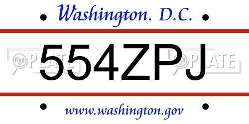 554ZPJ District Of Columbia License Plate