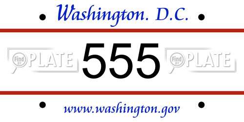 555 District Of Columbia License Plate