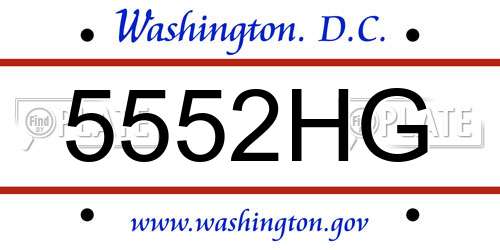 5552HG District Of Columbia License Plate