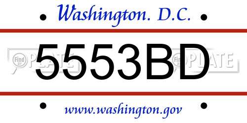5553BD District Of Columbia License Plate