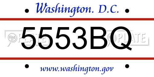 5553BQ District Of Columbia License Plate