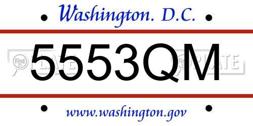 5553QM District Of Columbia License Plate