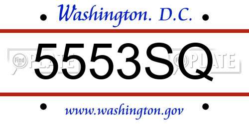 5553SQ District Of Columbia License Plate