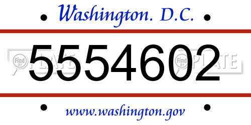 5554602 District Of Columbia License Plate