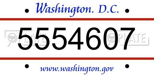 5554607 District Of Columbia License Plate