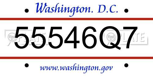 55546Q7 District Of Columbia License Plate