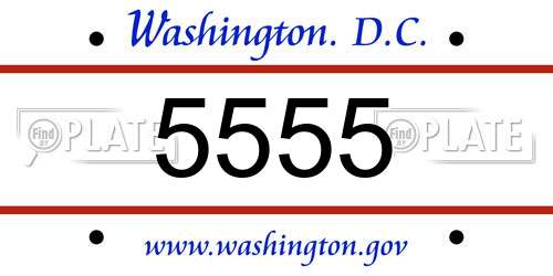 5555 District Of Columbia License Plate