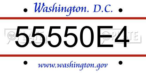 55550E4 District Of Columbia License Plate