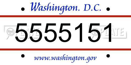 5555151 District Of Columbia License Plate