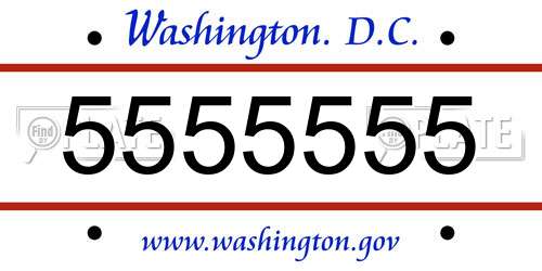 5555555 District Of Columbia License Plate