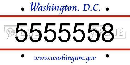 5555558 District Of Columbia License Plate