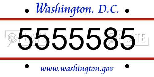5555585 District Of Columbia License Plate