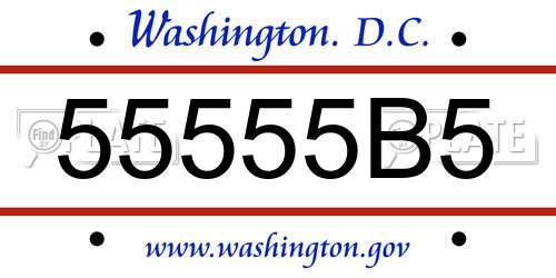 55555B5 District Of Columbia License Plate
