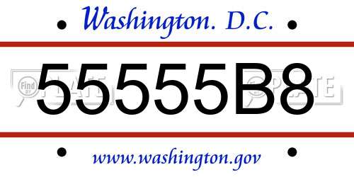 55555B8 District Of Columbia License Plate