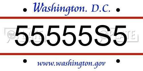 55555S5 District Of Columbia License Plate