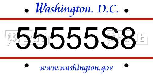 55555S8 District Of Columbia License Plate