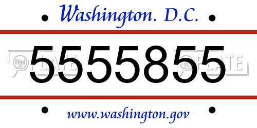 5555855 District Of Columbia License Plate