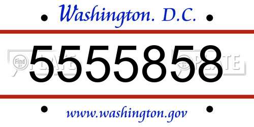 5555858 District Of Columbia License Plate