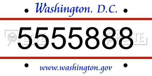 5555888 District Of Columbia License Plate