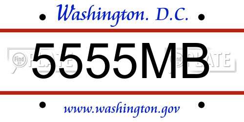 5555MB District Of Columbia License Plate