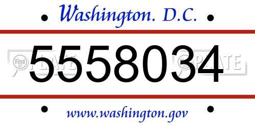 5558034 District Of Columbia License Plate