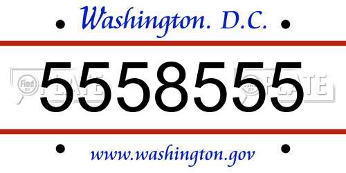 5558555 District Of Columbia License Plate