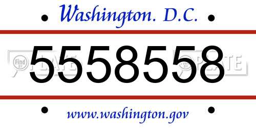 5558558 District Of Columbia License Plate