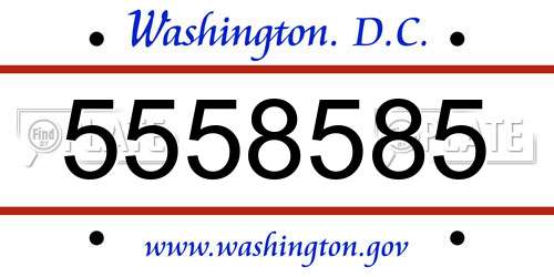 5558585 District Of Columbia License Plate