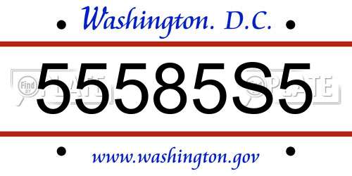 55585S5 District Of Columbia License Plate