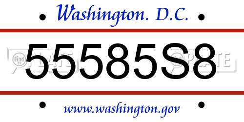 55585S8 District Of Columbia License Plate