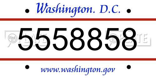 5558858 District Of Columbia License Plate