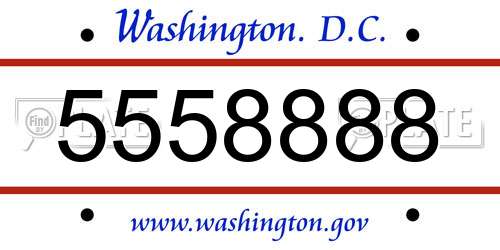 5558888 District Of Columbia License Plate