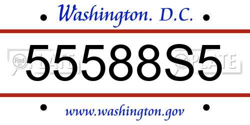 55588S5 District Of Columbia License Plate