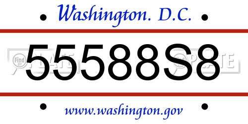 55588S8 District Of Columbia License Plate