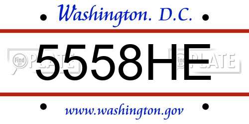 5558HE District Of Columbia License Plate