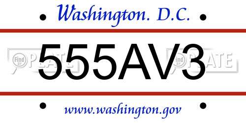 555AV3 District Of Columbia License Plate