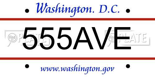 555AVE District Of Columbia License Plate