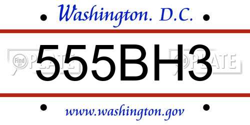 555BH3 District Of Columbia License Plate