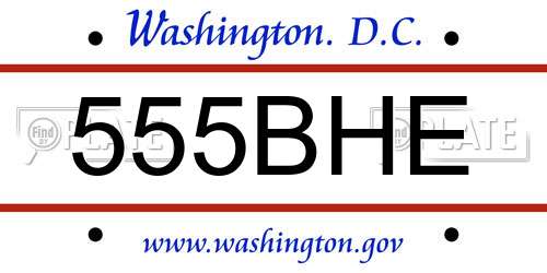 555BHE District Of Columbia License Plate