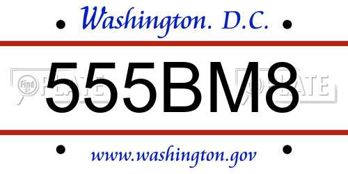 555BM8 District Of Columbia License Plate