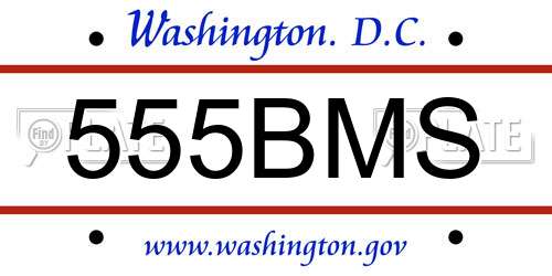 555BMS District Of Columbia License Plate