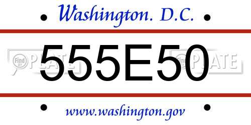 555E50 District Of Columbia License Plate