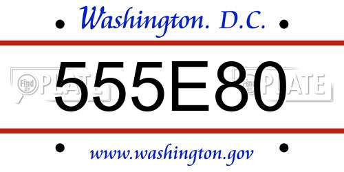 555E80 District Of Columbia License Plate