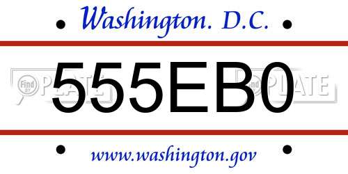 555EB0 District Of Columbia License Plate