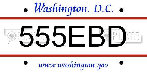 555EBD District Of Columbia License Plate