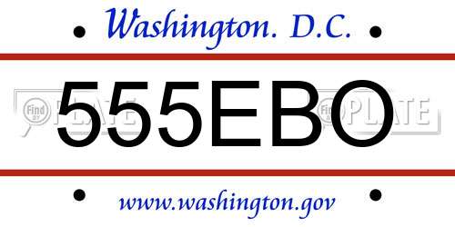 555EBO District Of Columbia License Plate