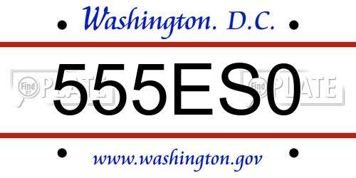 555ES0 District Of Columbia License Plate