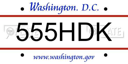 555HDK District Of Columbia License Plate